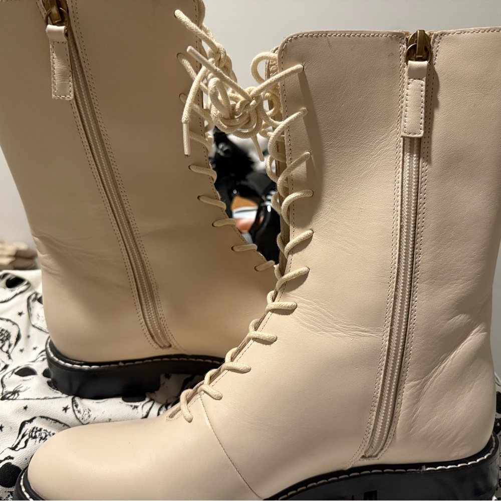 J. Crew Cream Lace-Up Boots for Women